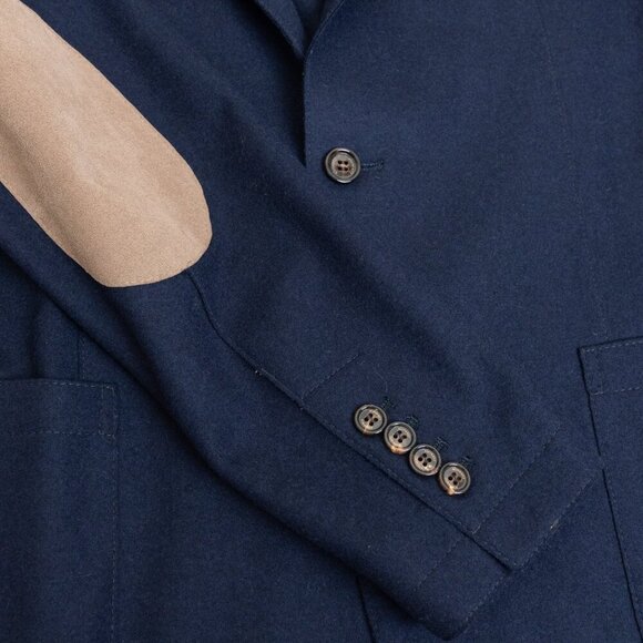 ELEVENTY Sports Jacket Navy Wool Coat Elbow Patch Two Button Blazer US 40 EU 50 - Picture 7 of 15